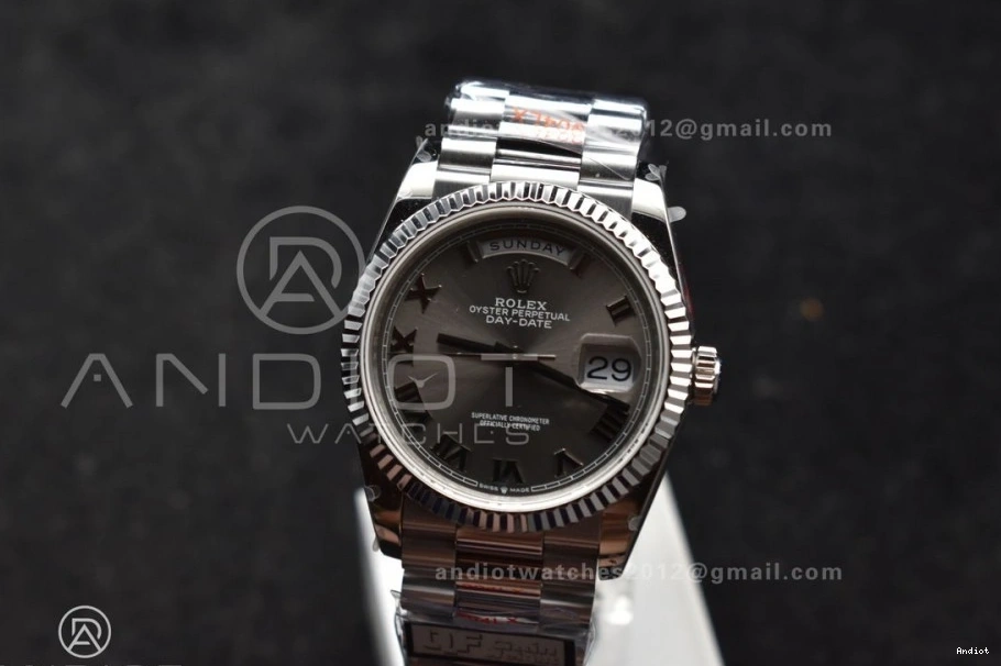 SS Dial Edition President Grey on V5 DayDate Best Roman Weight) Steel (Gain 904L 36 vr3255 Bracelet QF 0210